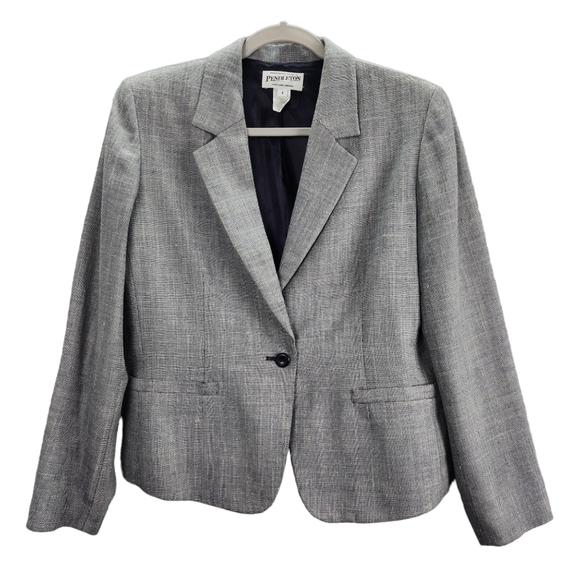Pendleton Wool Silk Blend Micro Chevron Blazer 8